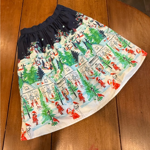 Modcloth Winter Wonderland Scene Christmas Navy A-Line Skirt, Size Small - Picture 5 of 13